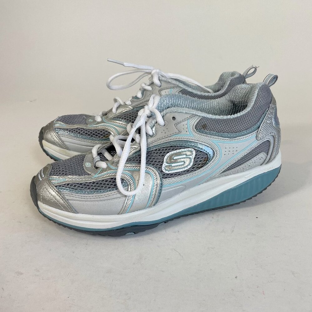 Skechers Shape‎ Ups Toning Accelerators Sneakers 7.5 Womens Gray Leather 12320